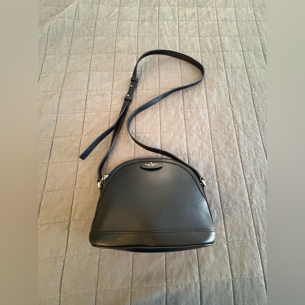 Kate Spade Sylvia Dome Pebbled Black Leather Crossbody Purse - Picture 7 of 14